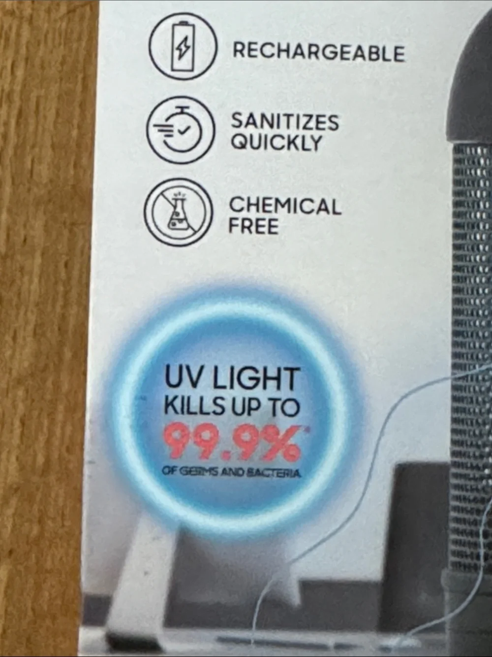 Sharper Image Black UV Portable Lamp Sanitizer